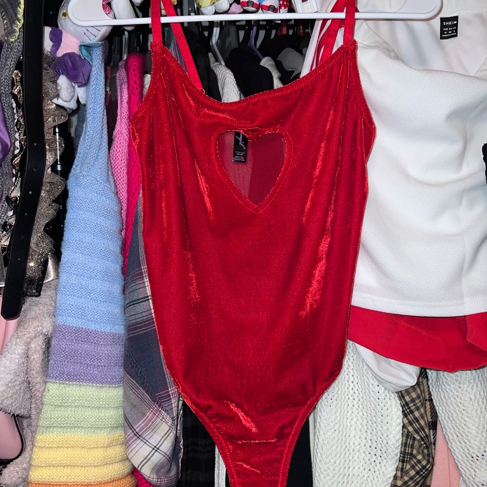 Dollskill Dreamgirl Velvet Heart Cutout Bodysuit